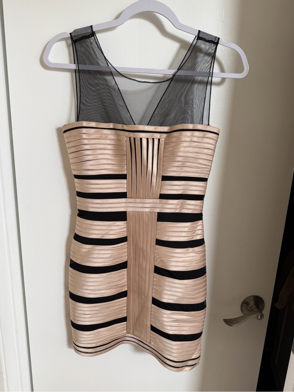 BCBGMAXAZRIA Bandage Bodycon Mini Dress Sheer Mesh Size 0